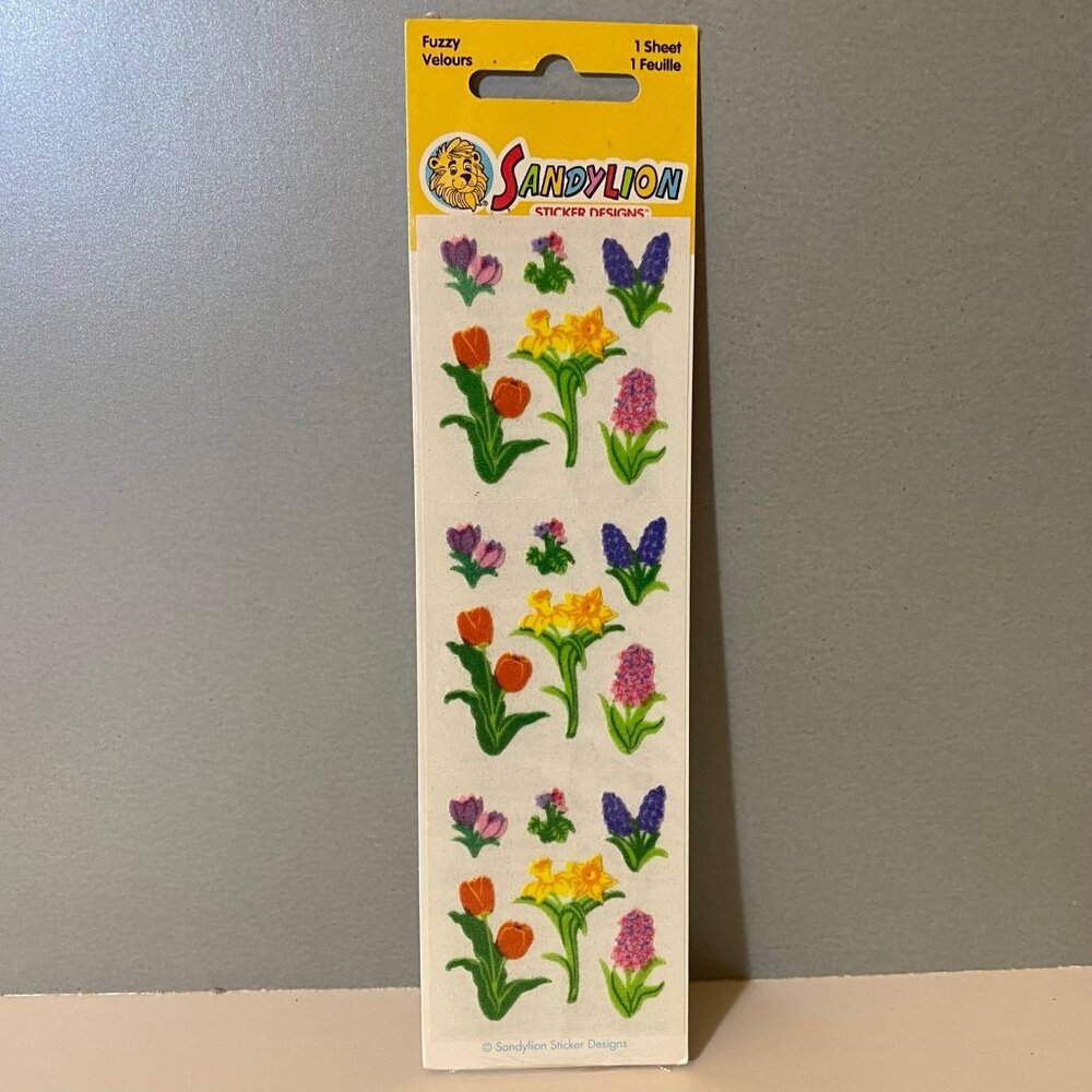 Vintage Sandylion Fuzzy Flower Stickers